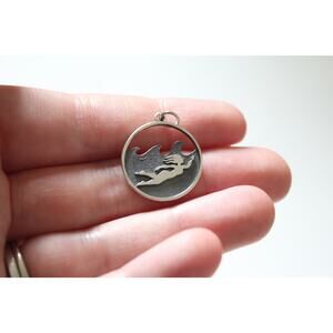 Sterling Silver Ocean Swimming Girl Charm, Silver Ocean Swimming Girl Charm